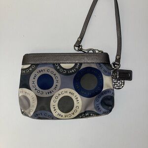 Coach Gray and Blue Geometric Wristlet